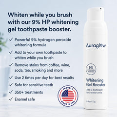 AURAGLOW aplicación del gel junto a pasta dental para blanqueado diario
