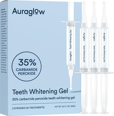 AURAGLOW front packaging showing three syringes and product benefits