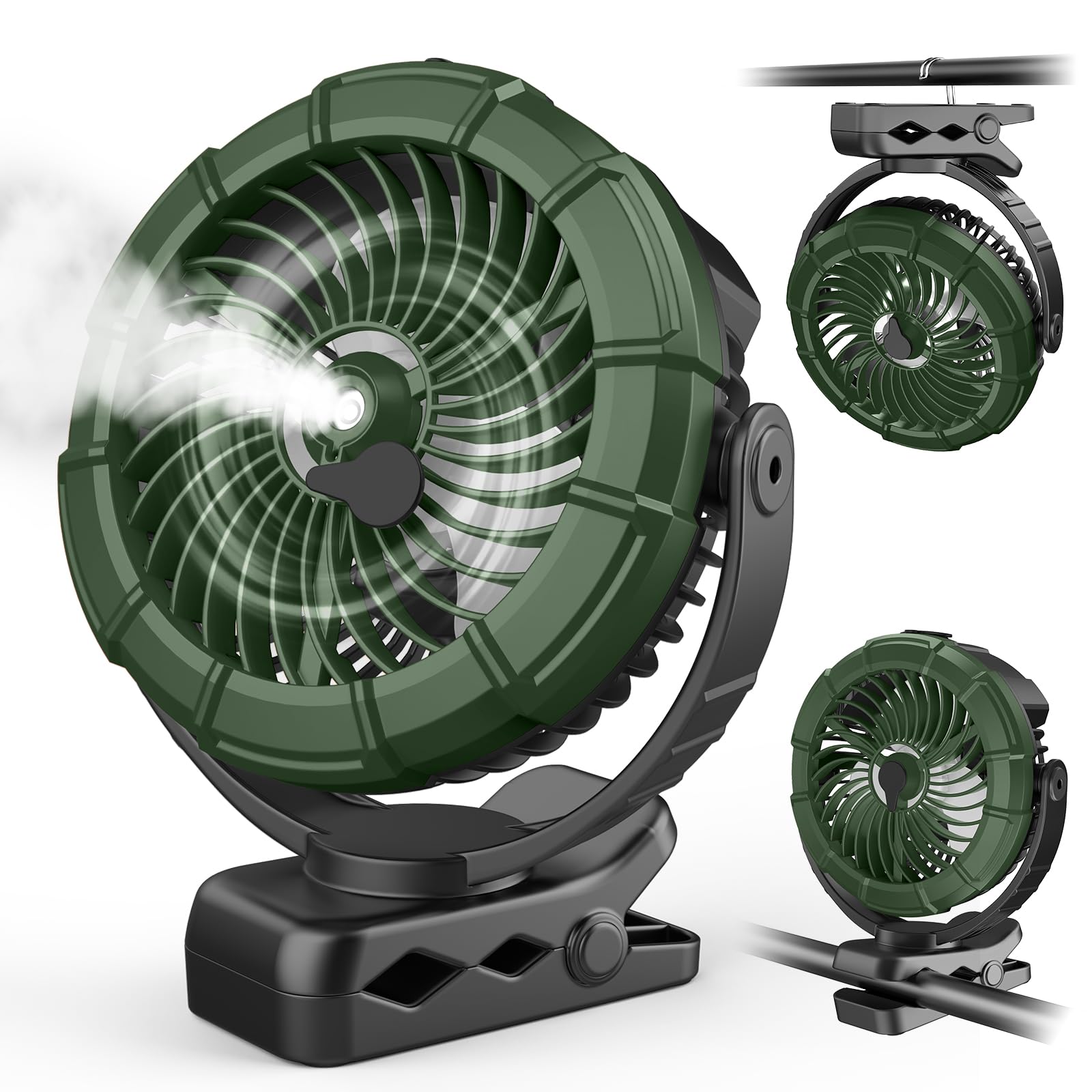 Ausic front view clip-on fan showing compact cooling and clip benefit
