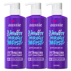 Aussie triple pack front packaging shows three bottles for long-lasting supply