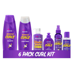 Aussie set frontal con seis productos para rutina completa de rizos y beneficio hidratación
