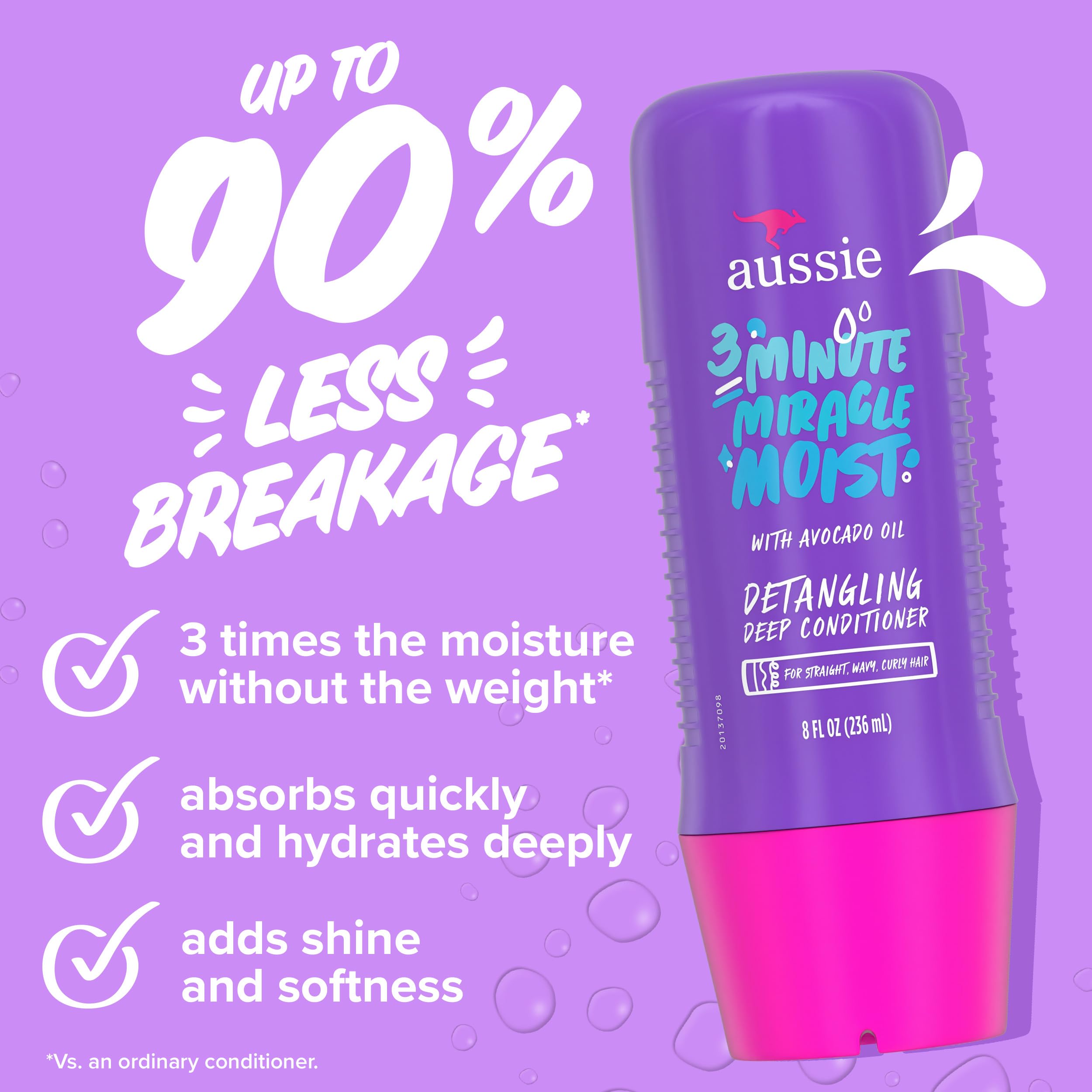 Aussie conditioner texture on fingertips demonstrating smoothing and detangling action
