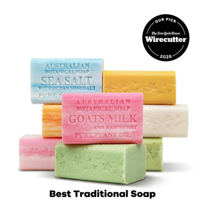 Australian Botanical Soap bar close-up texture highlighting triple-milled density and longer life