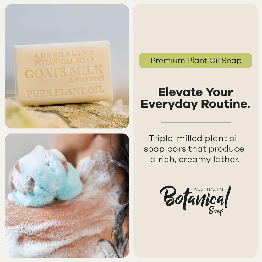 Australian Botanical Soap eucalyptus bar label visible for an invigorating shower benefit