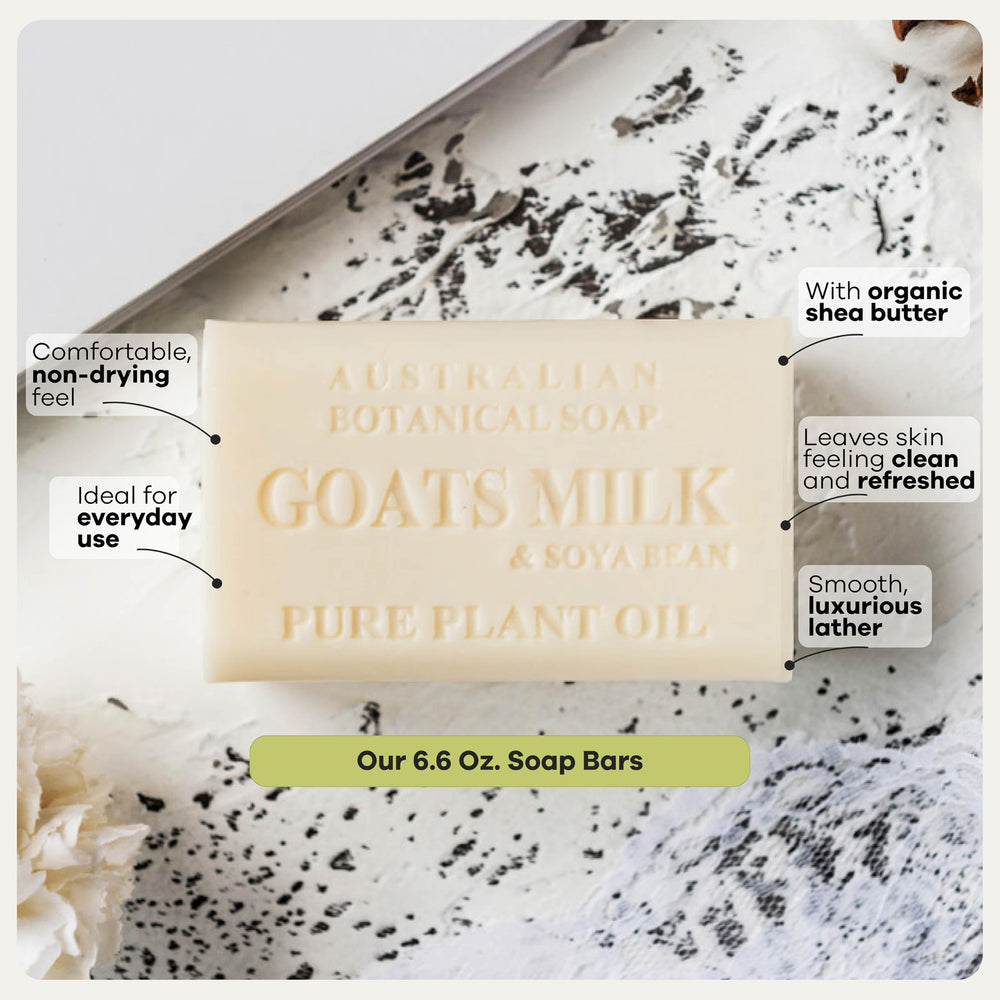 Australian Botanical Soap sea salt bar staged in a bathtub setting for fresh-clean feeling