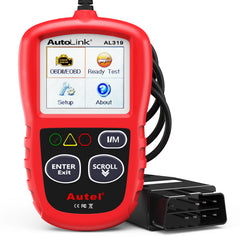 Autel AL319 vista frontal del dispositivo mostrando su diseño compacto y fácil uso