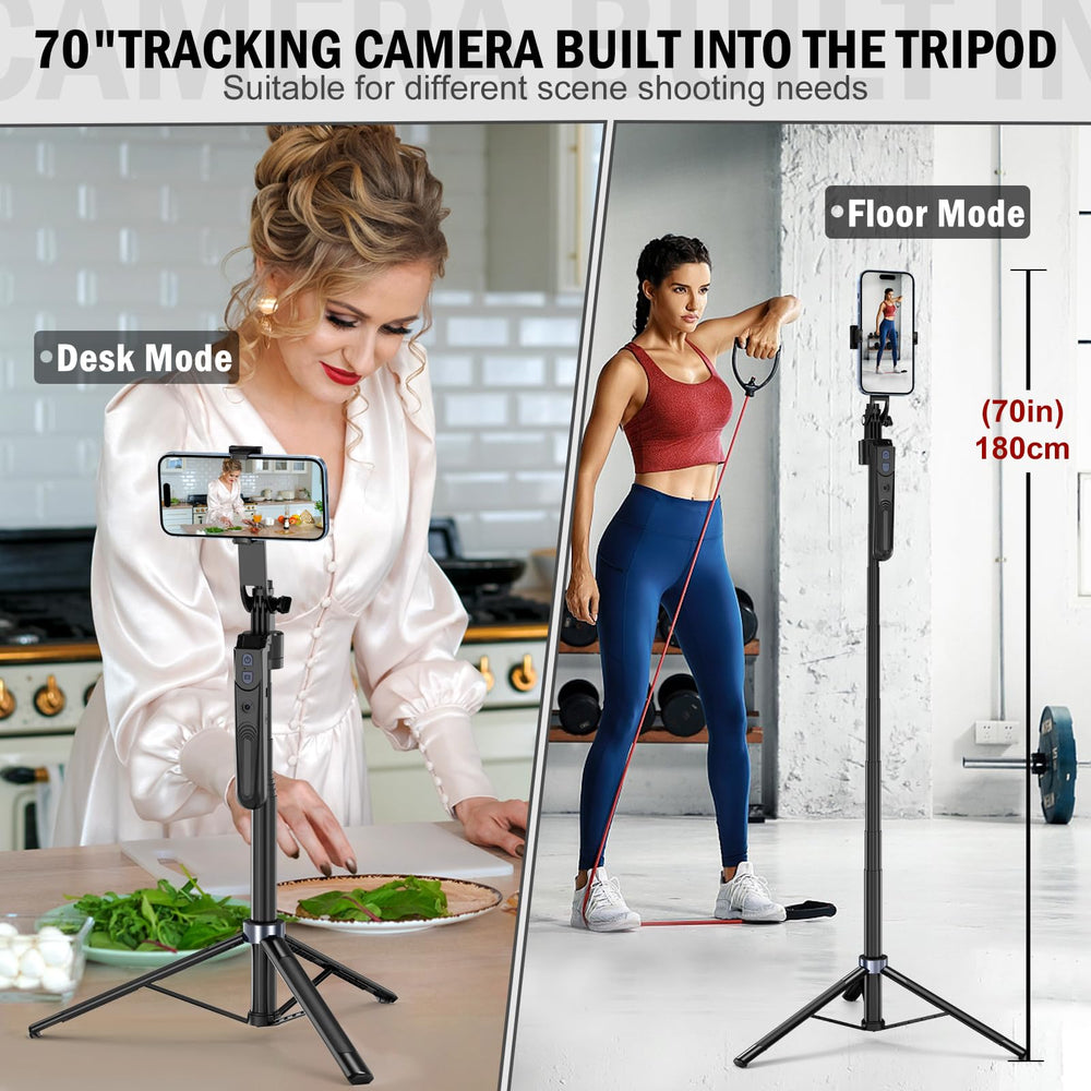Auto Face Tracking Tripod detalle de la cámara integrada y sensores, seguimiento fiable