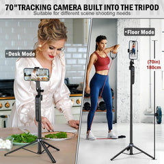 Auto Face Tracking Tripod detalle de la cámara integrada y sensores, seguimiento fiable