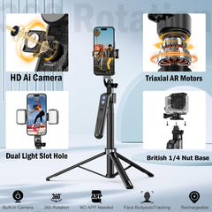 Auto Face Tracking Tripod palo selfie extendido para planos altos y tomas amplias