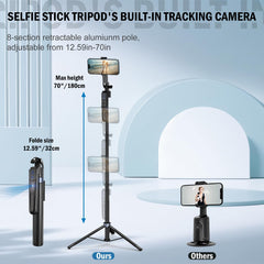 Auto Face Tracking Tripod en uso durante un vlog, grabación manos libres profesional