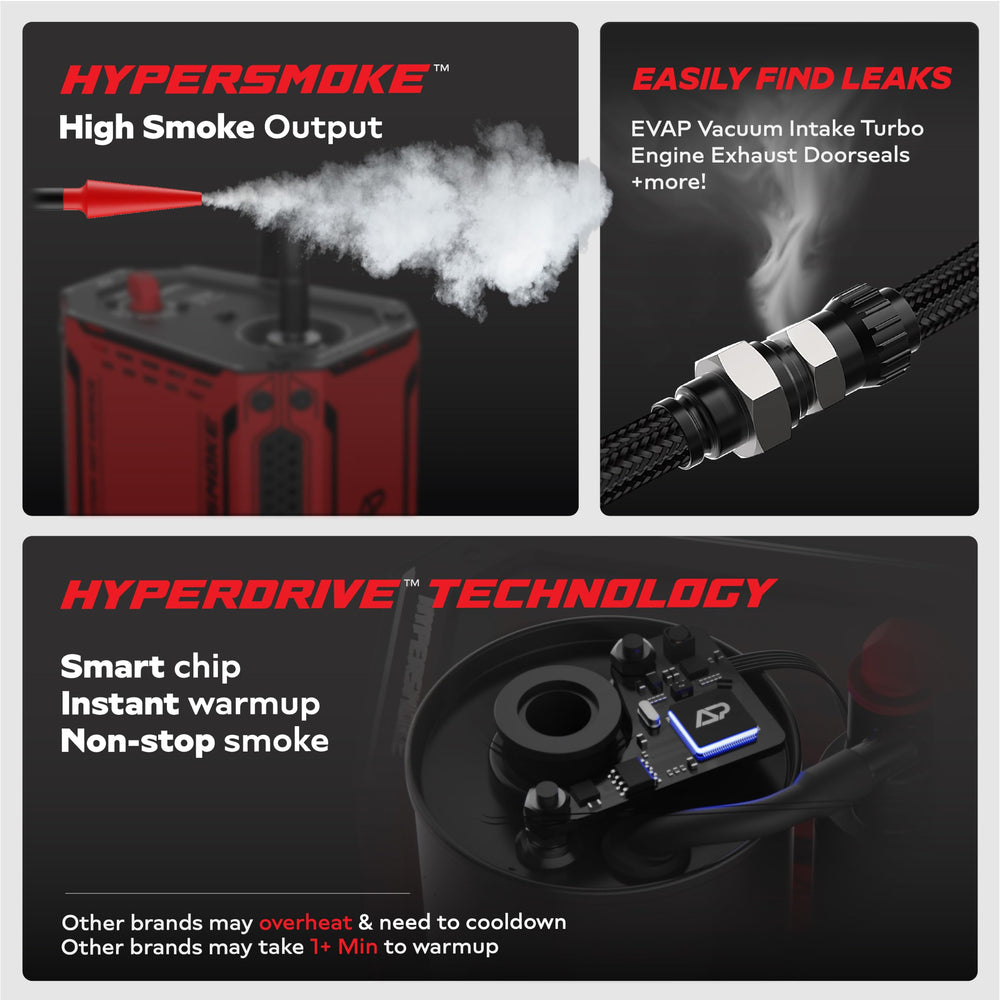AutoLine Pro HyperSmoke producing thick visible smoke to pinpoint leaks quickly in engine bay
