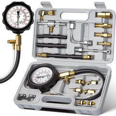AUTOWN kit frontal mostrando manómetro y adaptadores para diagnóstico rápido