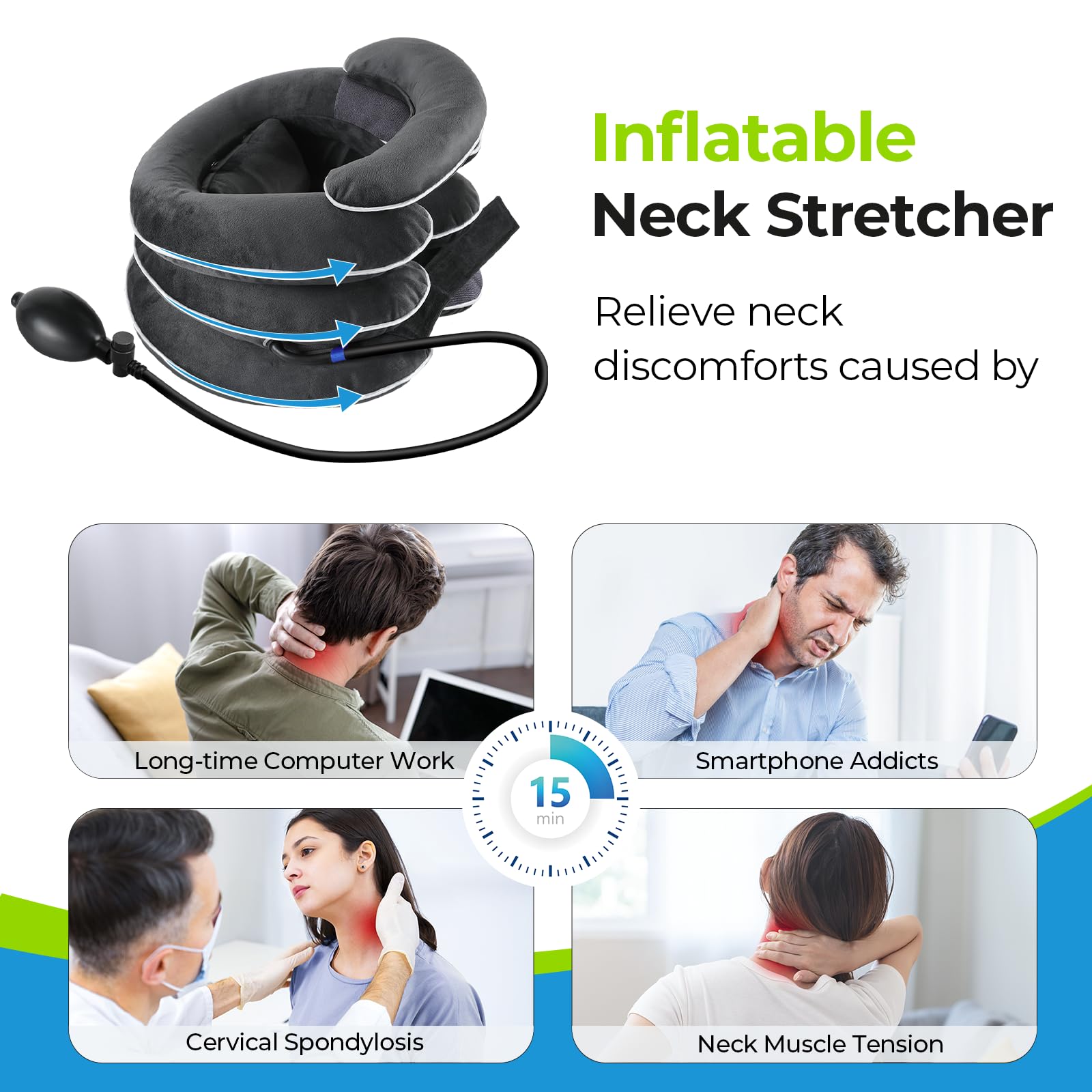 AUVON vista lateral mostrando la inclinación frontal y la descompresión cervical