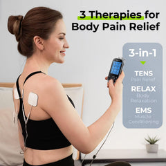 AUVON pantalla y botones con modos TENS EMS RELAX para ajuste intuitivo