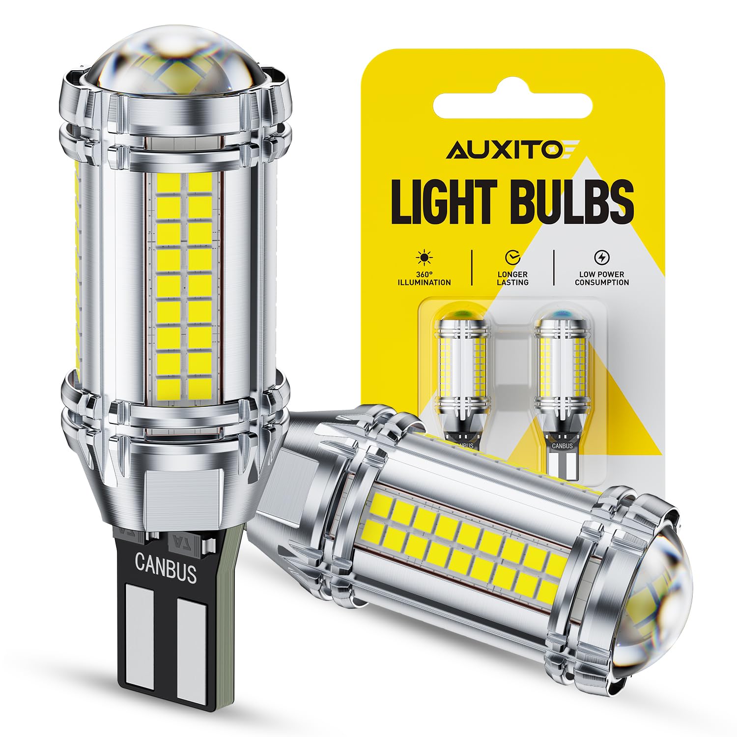 AUXITO vista frontal de la bombilla LED mostrando el diseño y brillo superior