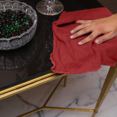 Avalon Towels etiqueta del material 100% algodón indicando durabilidad