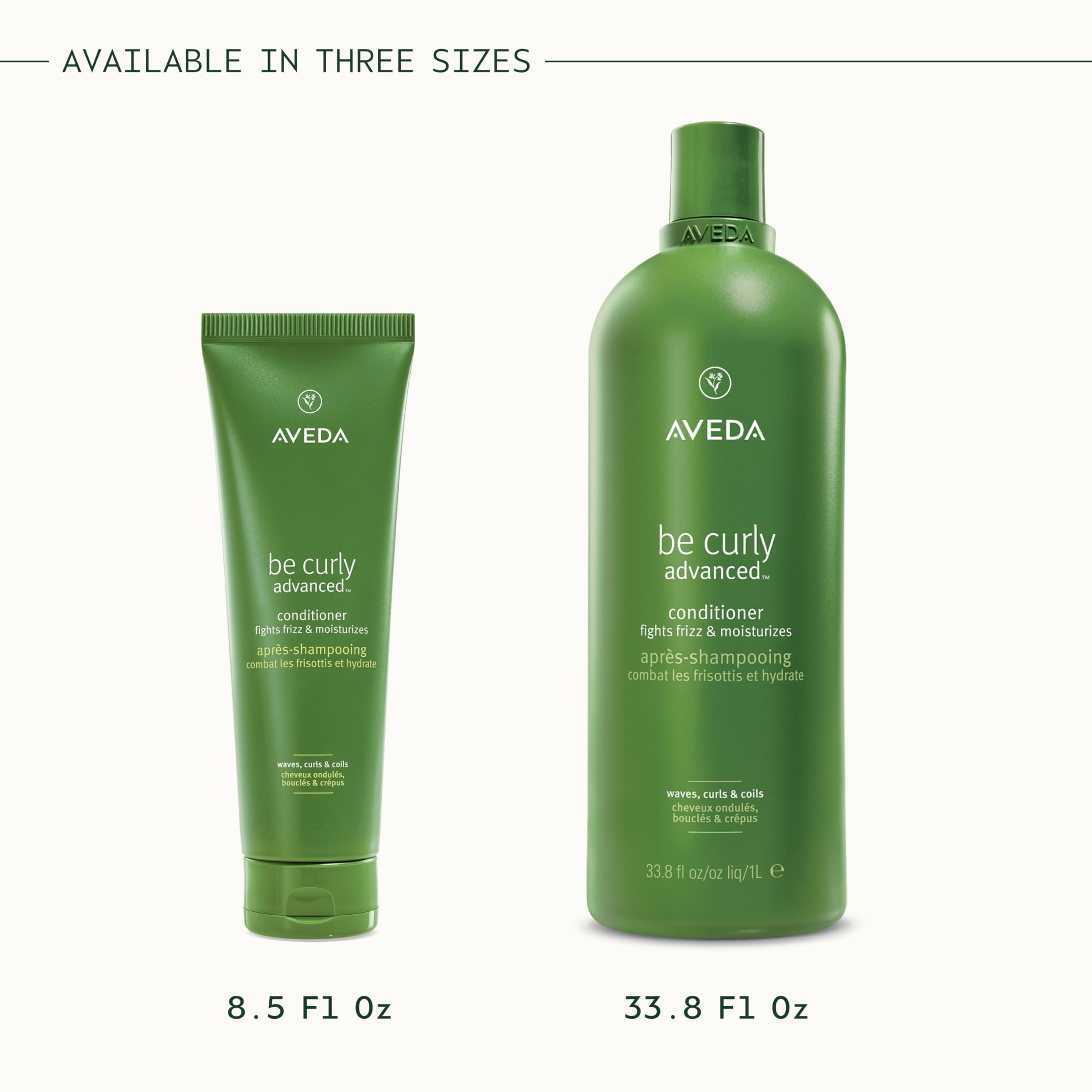 Aveda Be Curly vista lateral del empaque profesional y sostenible