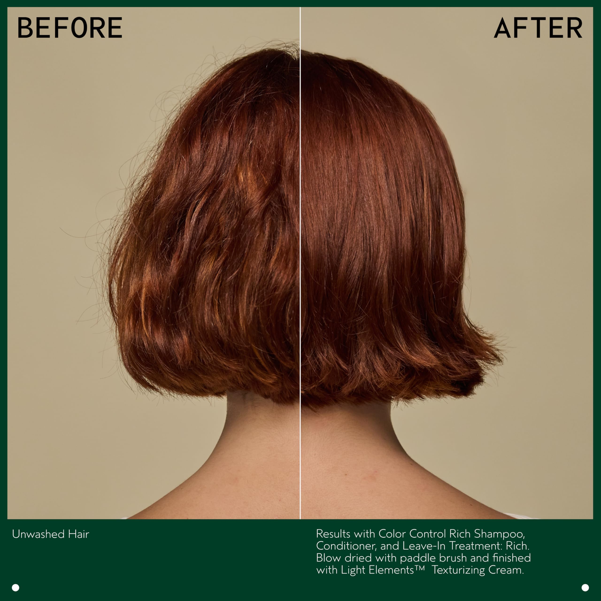 Aveda cabello brillante tras usar Color Control mostrando mayor luminosidad