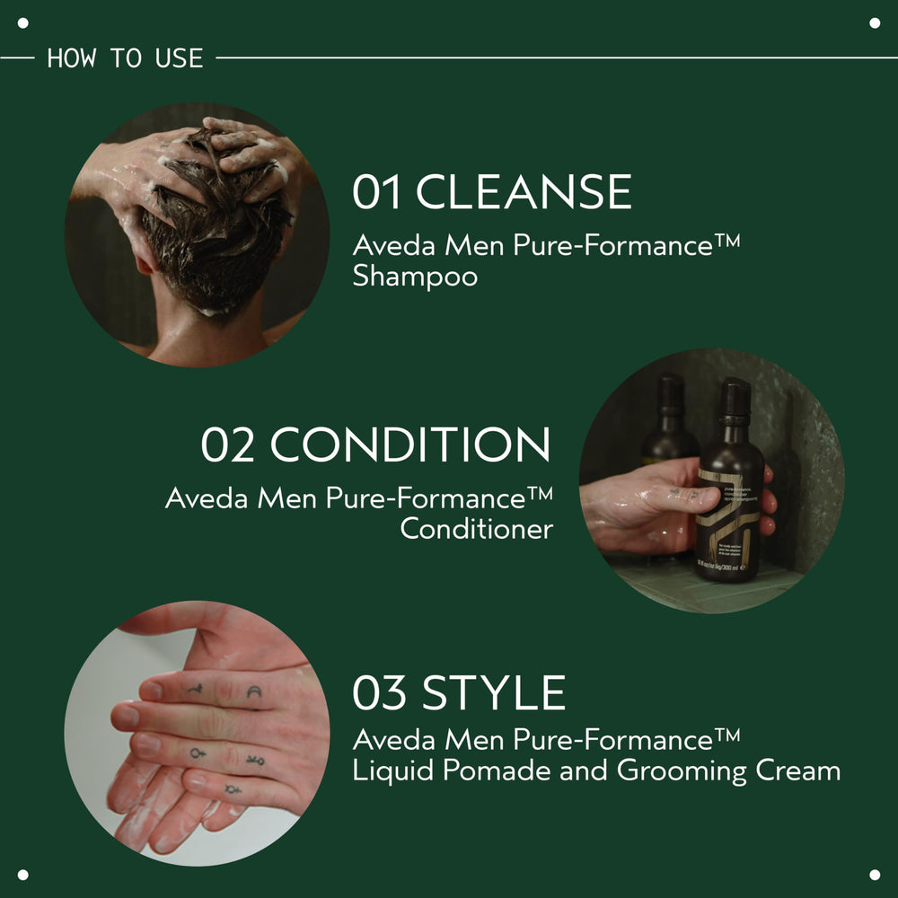 Aveda grooming clay size scale 2.5 oz next to a hand showing compact travel-friendly benefit: portable jar