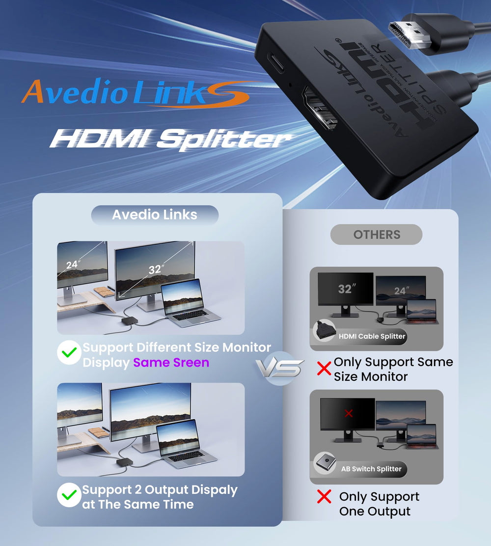 avedio links cable HDMI incluido junto al splitter garantiza conexión lista para usar