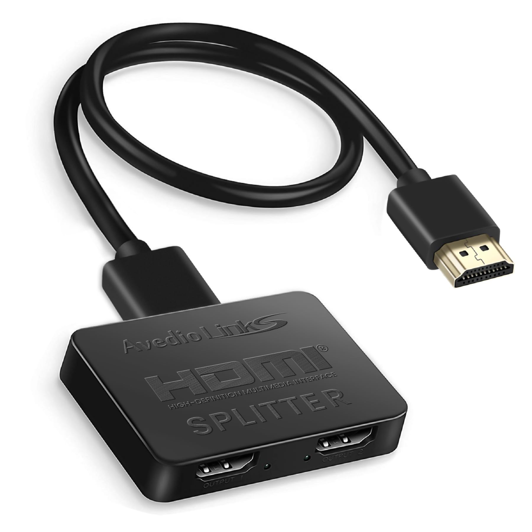 avedio links vista frontal del splitter mostrando puertos y carcasa sólida