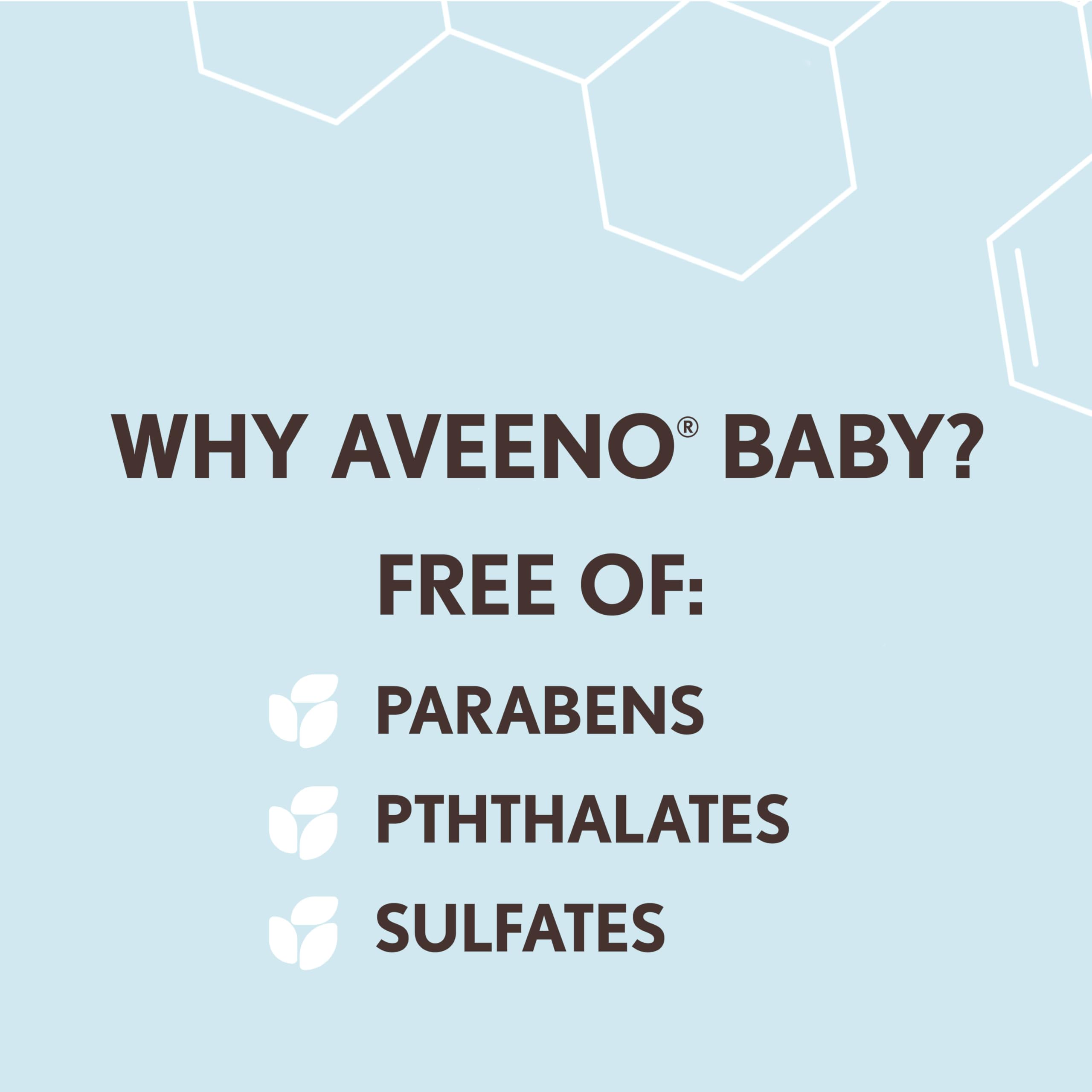 Aveeno Baby tamaño de la botella comparado con mano para referencia