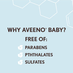 Aveeno Baby tamaño de la botella comparado con mano para referencia