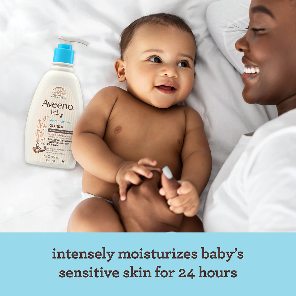 Aveeno Baby detalle del ingrediente avena prebiótica, nutre la barrera cutánea