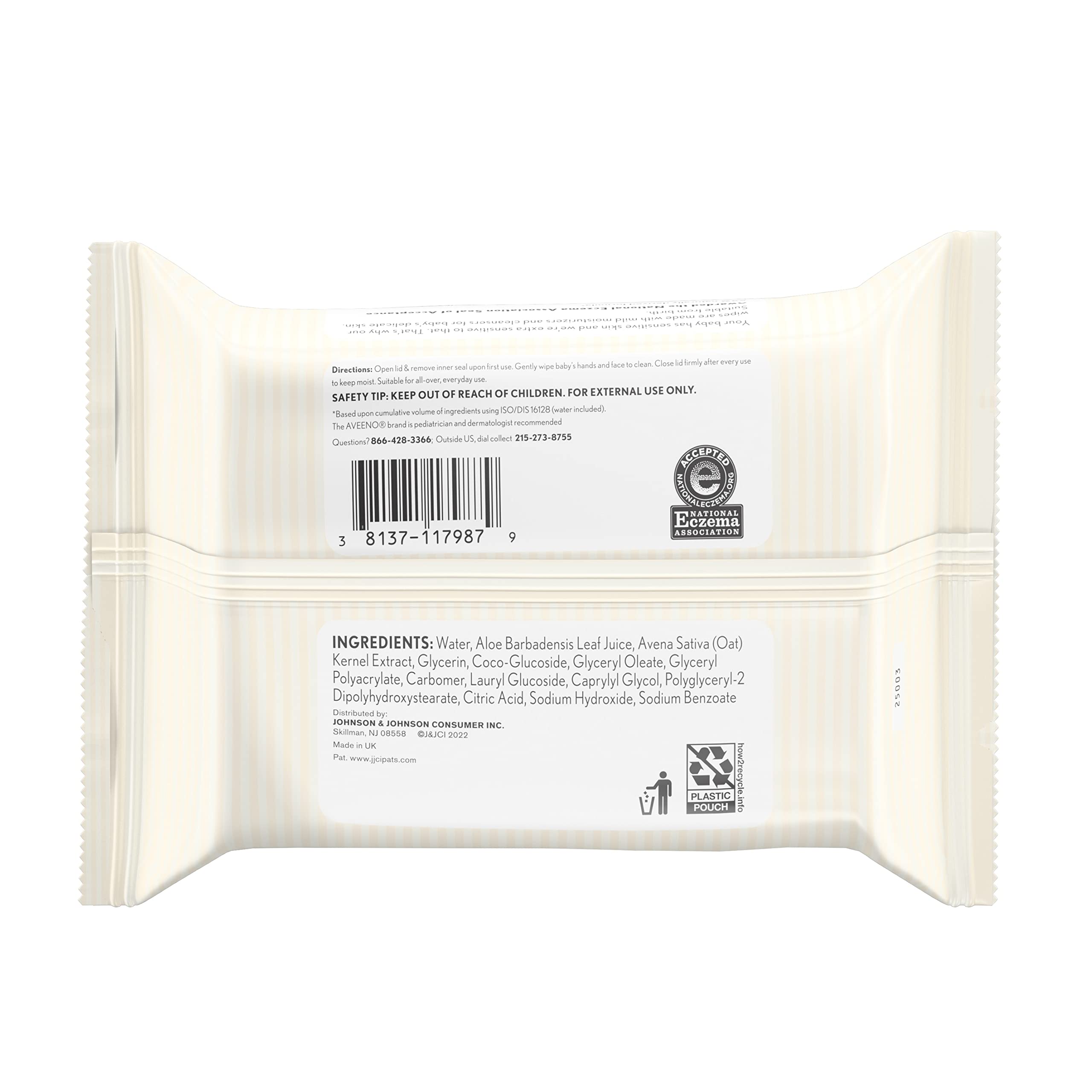 Aveeno Baby product label with National Eczema Association seal visible