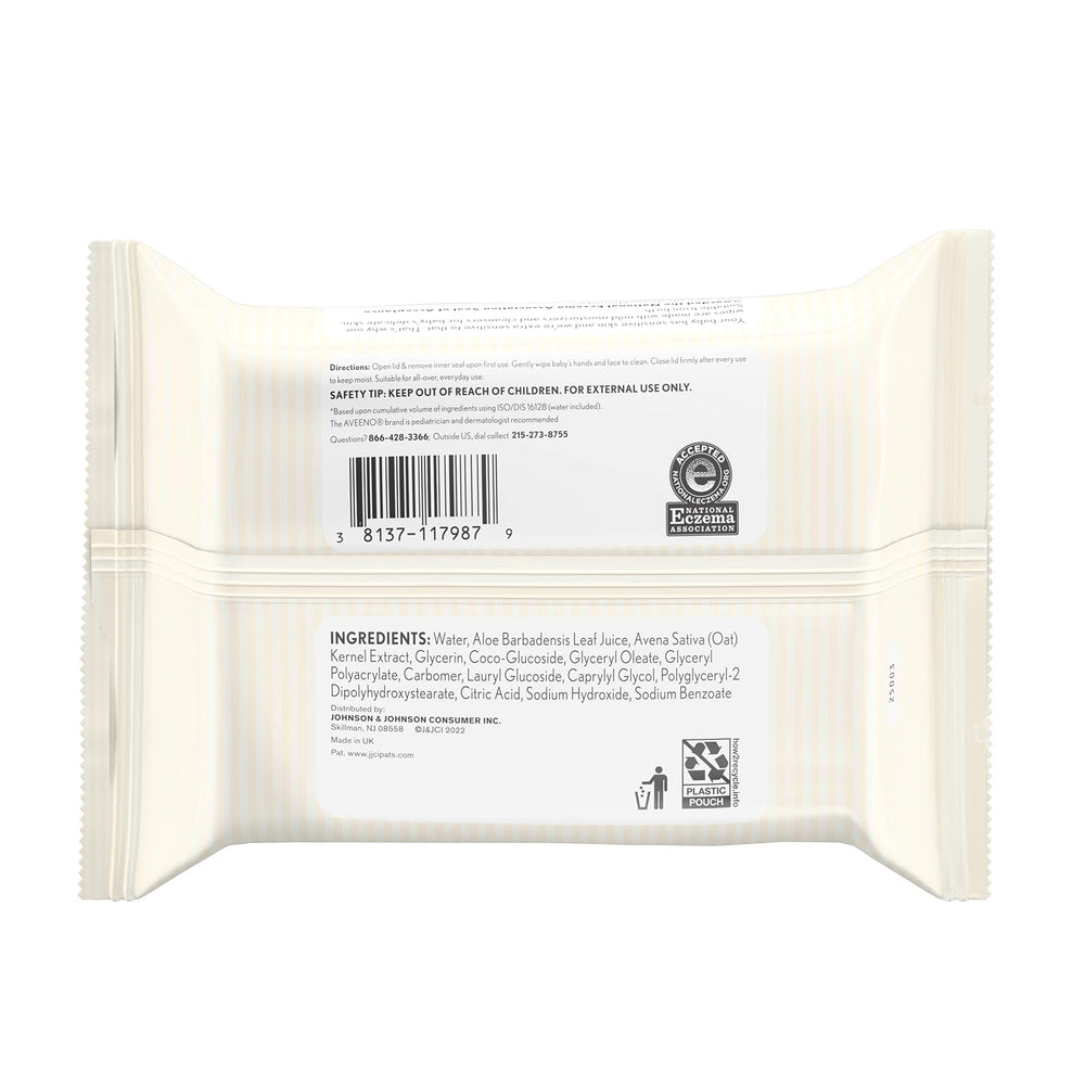 Aveeno Baby product label with National Eczema Association seal visible