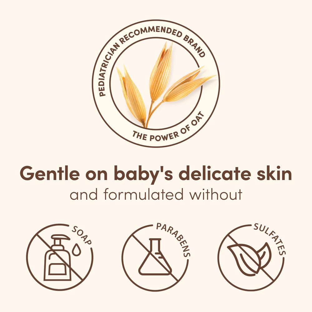 Aveeno Baby madre lavando bebé uso seguro y cuidado diario