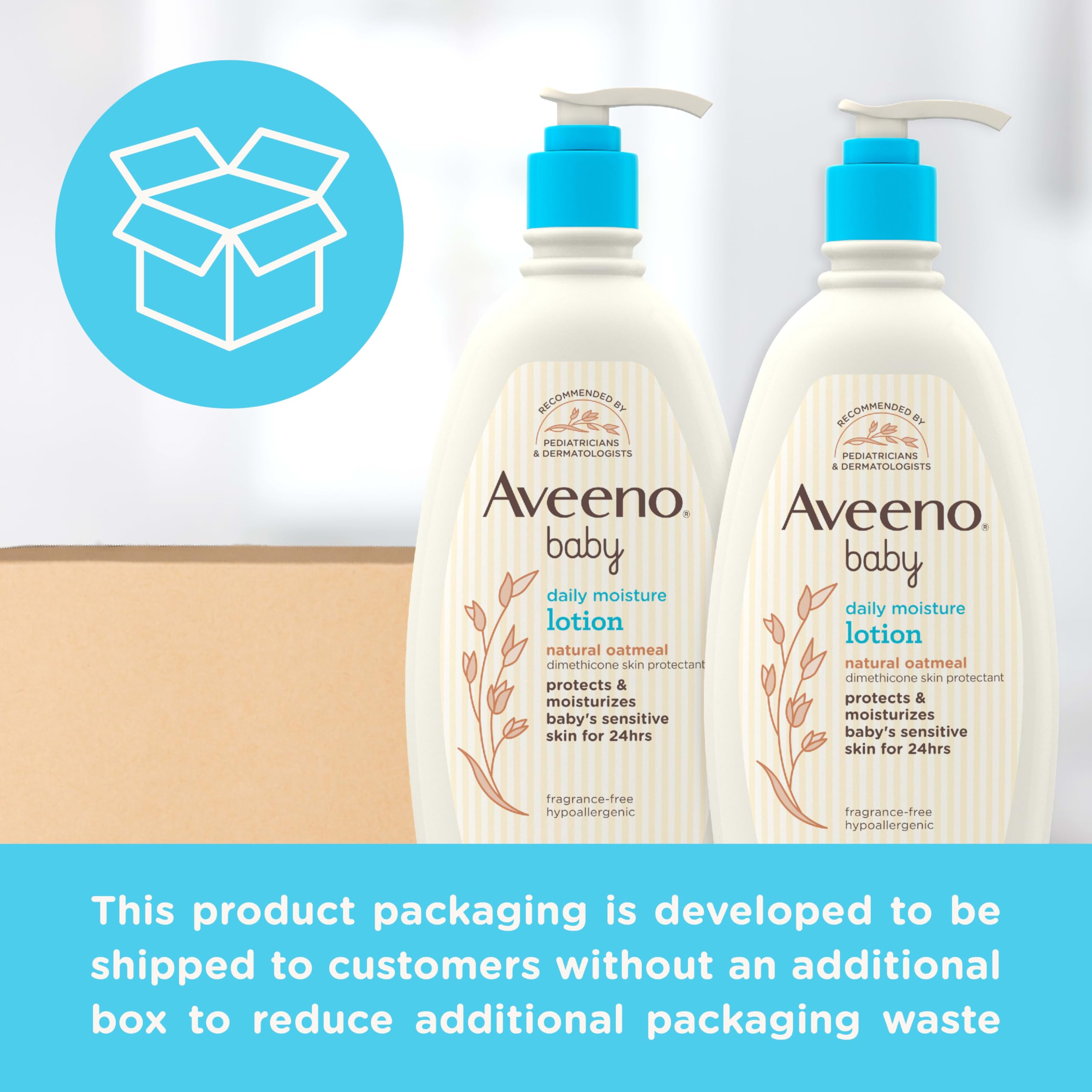 Aveeno Baby aplicación en bebé tras el baño, mantiene la piel suave