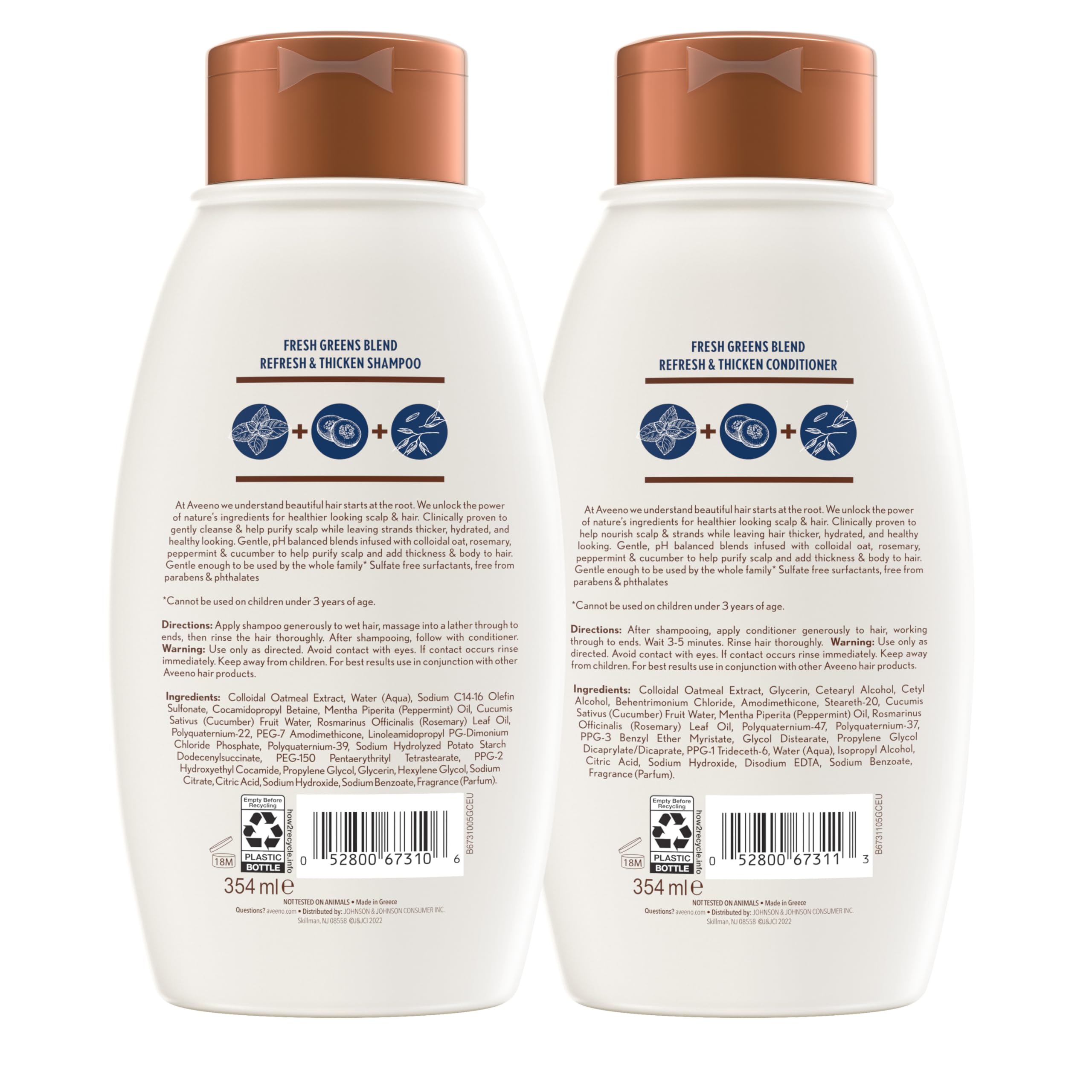 Aveeno textura del champú y acondicionador en la mano resaltando ligereza