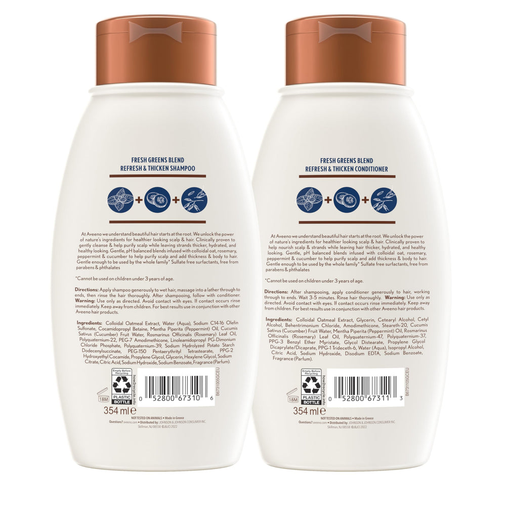 Aveeno textura del champú y acondicionador en la mano resaltando ligereza