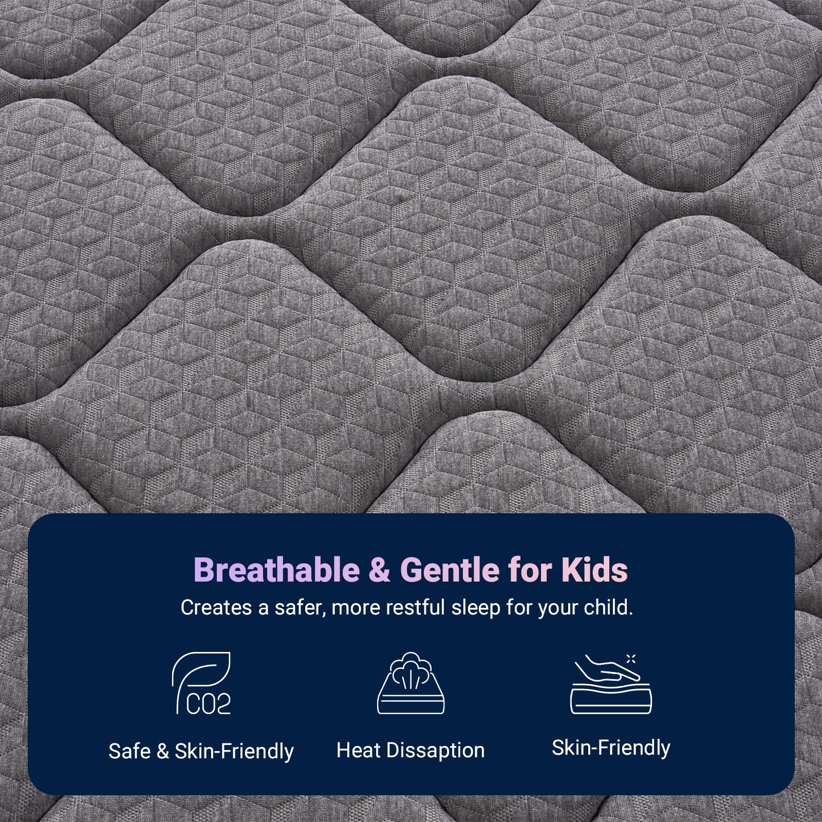 Avenco mattress cover detail and zipper showing soft, skin-friendly fabric