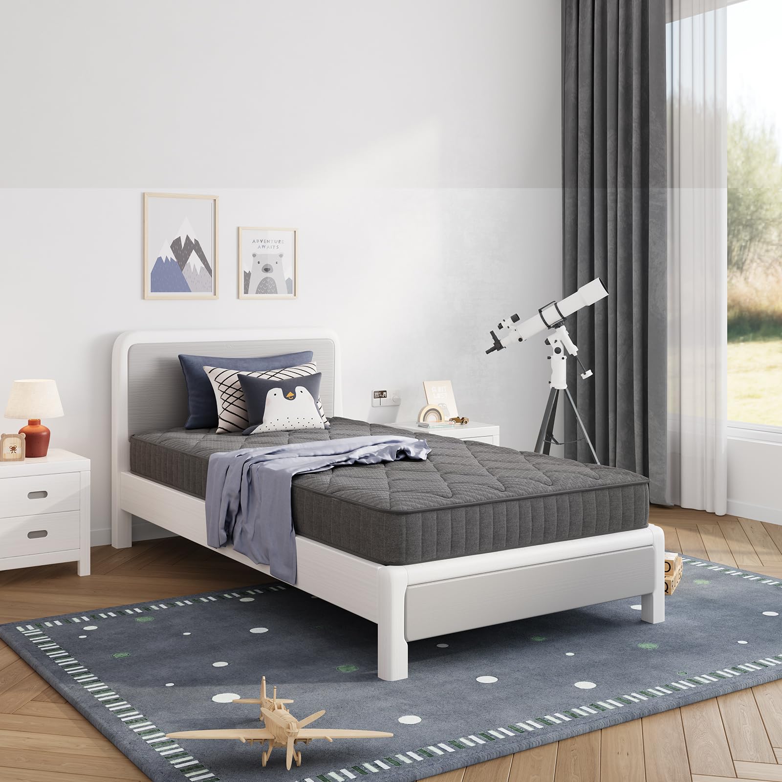 Avenco mattress size comparison with common items showing compact twin scale