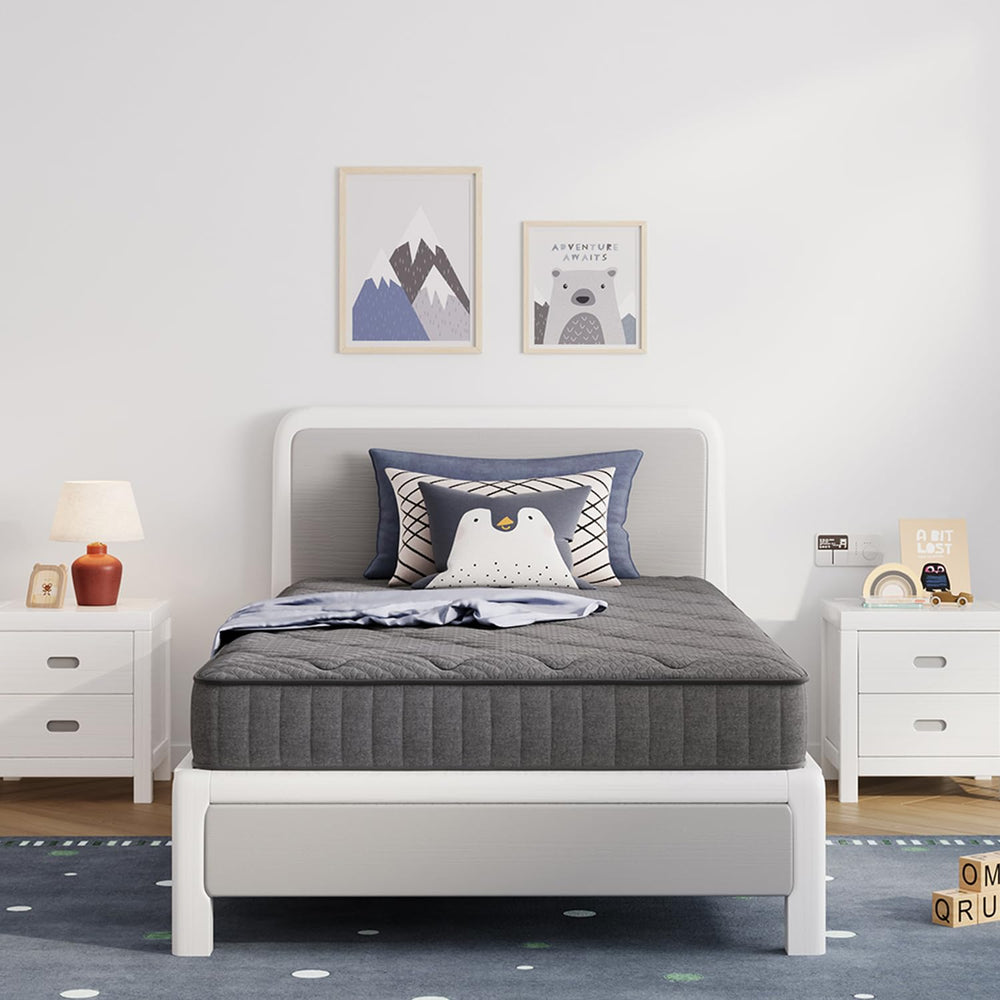 Avenco twin mattress front view showing neat finish and supportive posture