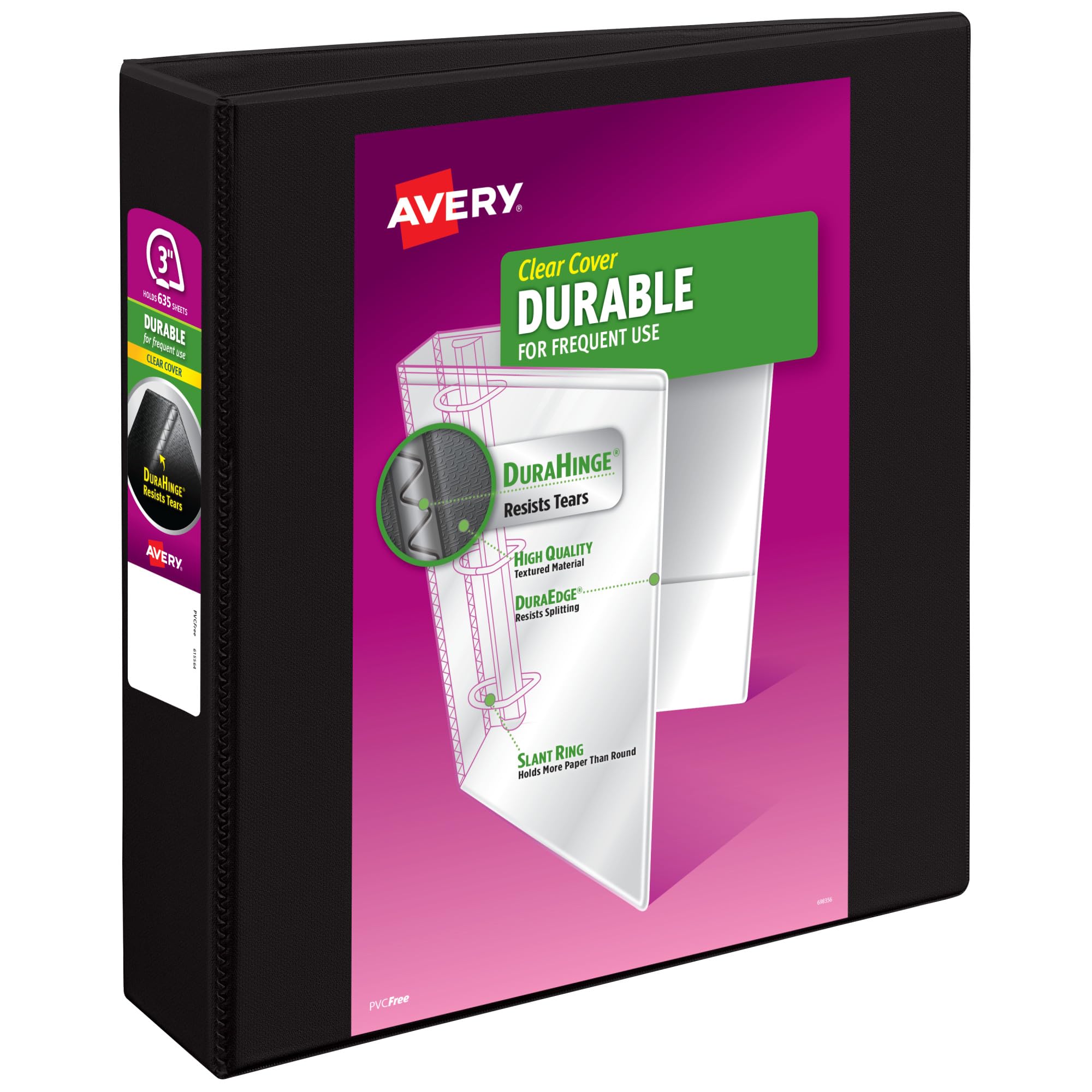 Avery carpeta frontal negra con cubierta transparente para personalizar