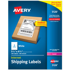 Avery etiqueta media hoja frontal mostrando el diseño y borde limpio