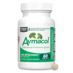 AVMACOL front packaging showing the bottle and brand for trusted sulforaphane support