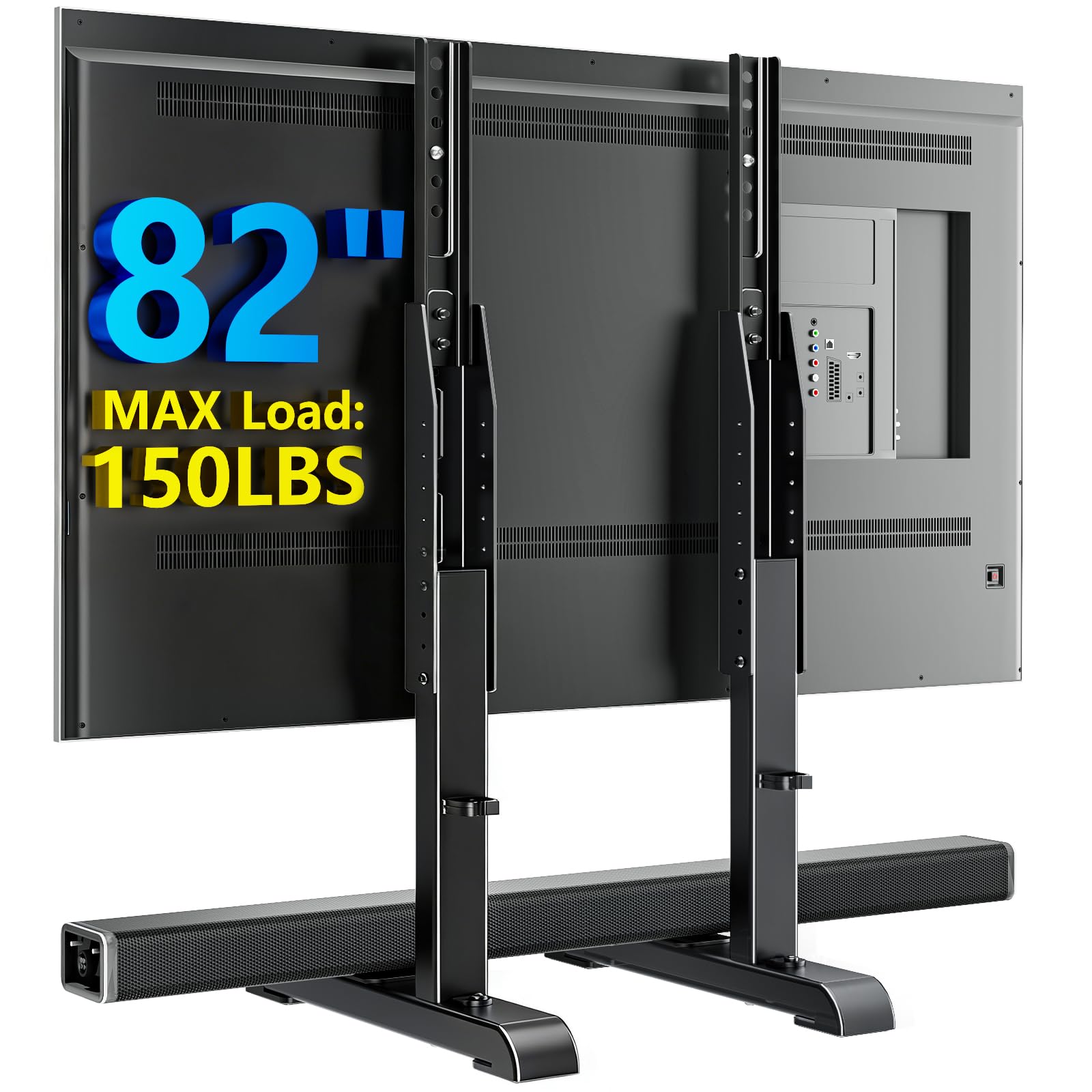 AX WABER soporte de mesa frontal mostrando montaje estable y diseño negro
