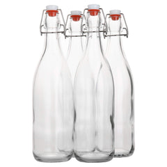 AYL pack frontal de 4 botellas de vidrio 1 litro, almacenamiento seguro