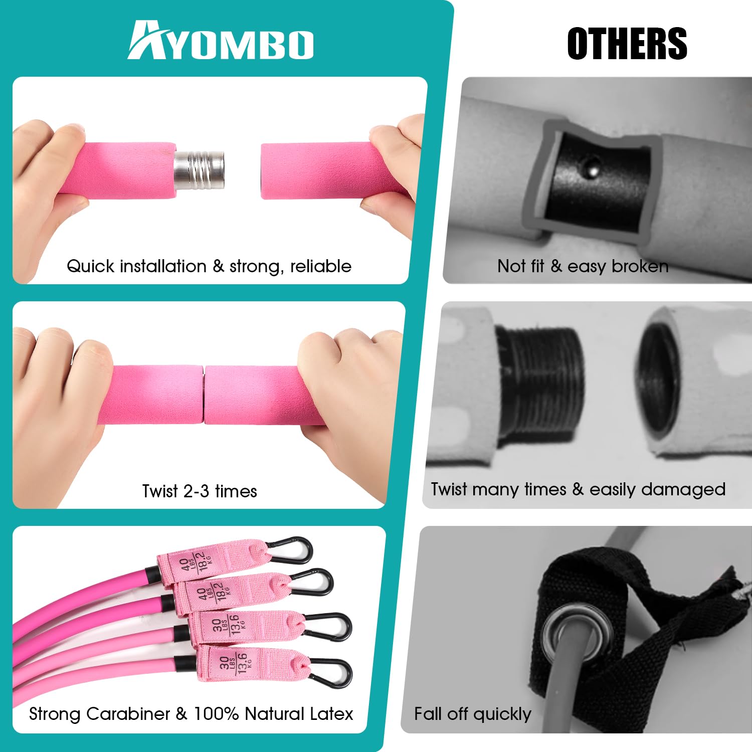 Ayombo conector metálico giratorio 360° que evita enredos y mejora fluidez de movimiento