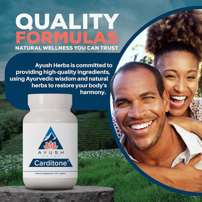 Ayush Herbs Carditone comparación de tamaño con una moneda para escala