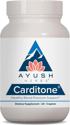Ayush Herbs Carditone frente del empaque mostrando diseño y beneficios