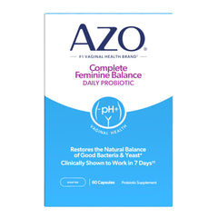 AZO bottle front packaging showing product name and count benefits