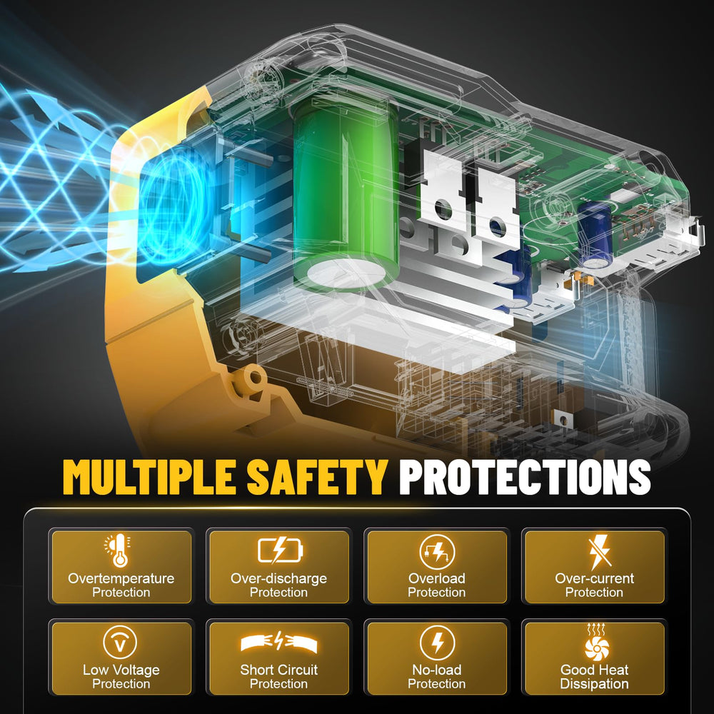 Azocek acoplado a batería DeWalt 20V demostrando conexión segura