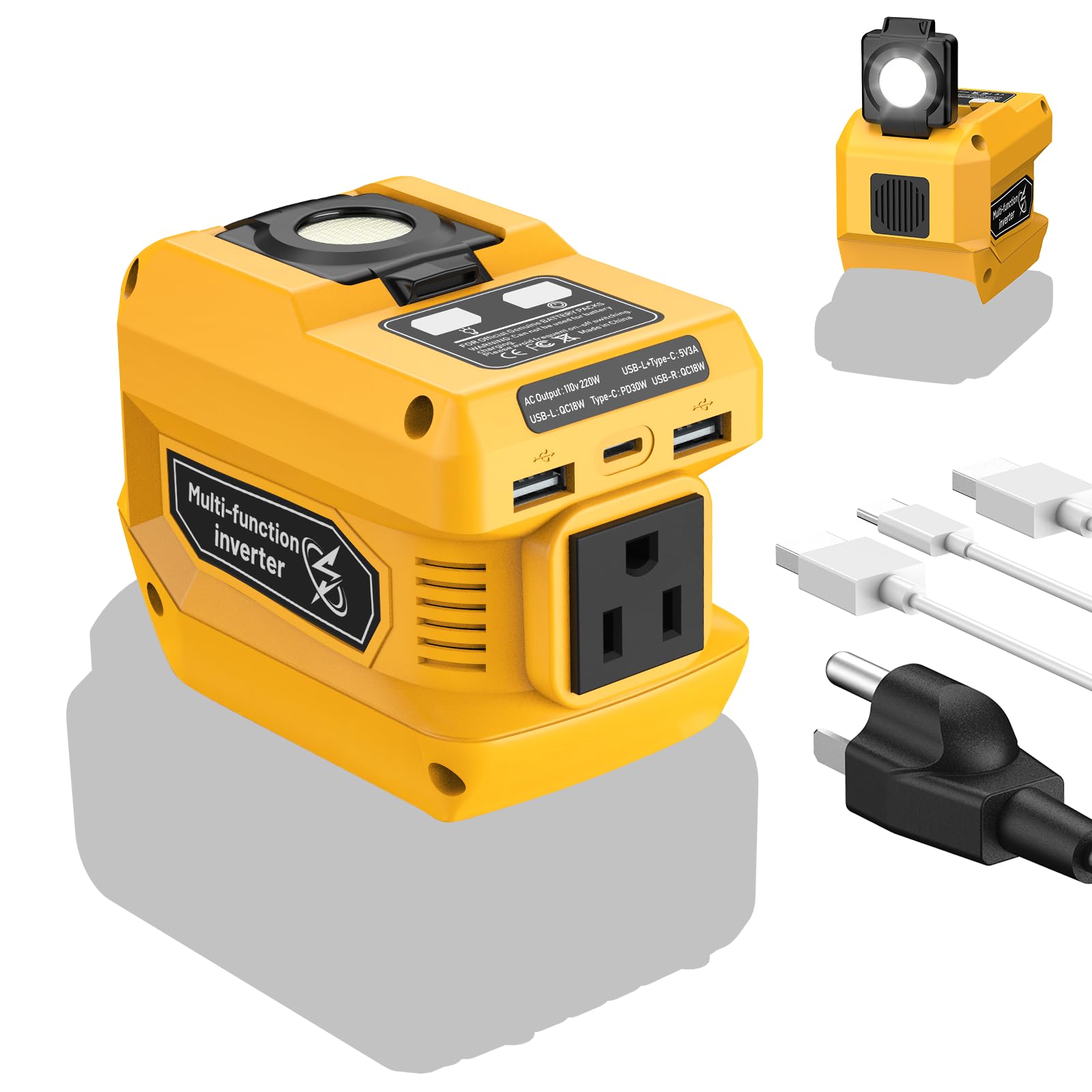 Azocek en camping alimentando luces y cargando dispositivos móviles