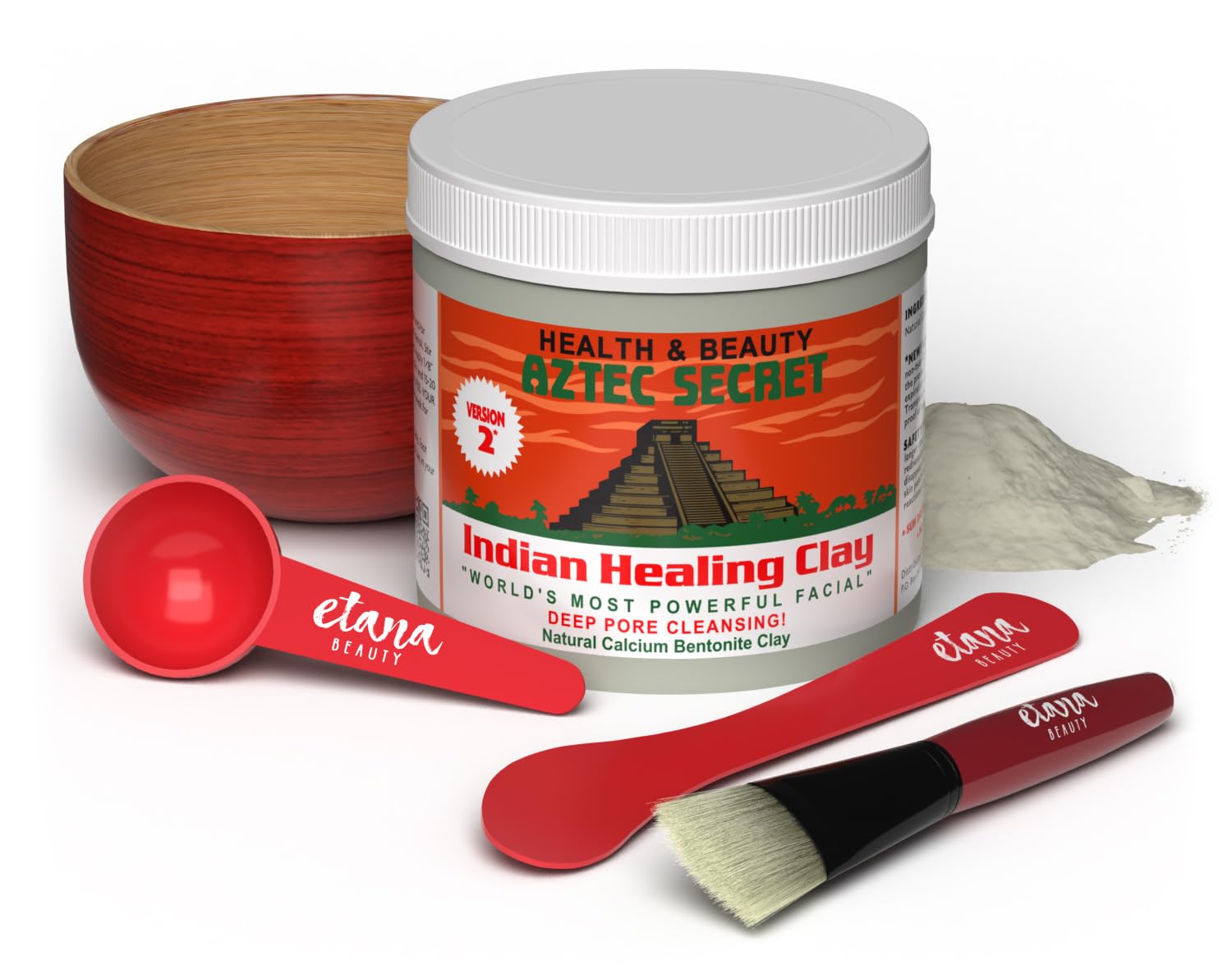 Aztec Secret kit presentación completa con accesorios y beneficio de limpieza profunda