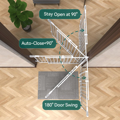 Babelio adjustable width hardware demonstrating fit for 26–43 inch openings